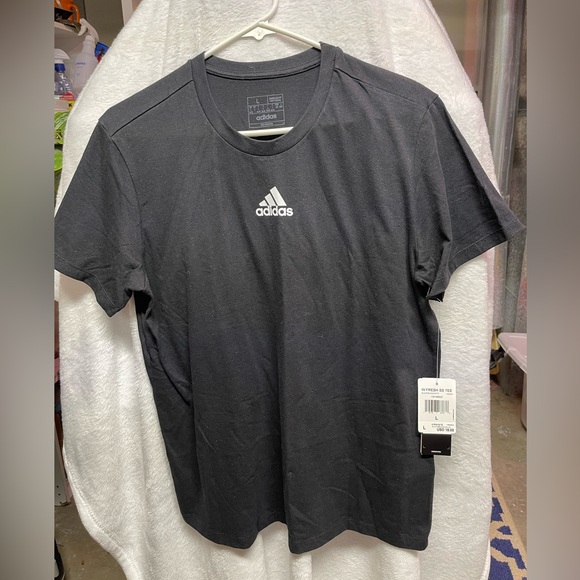 Adidas black and white logo tee. - Picture 1 of 4